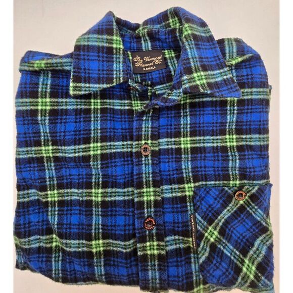 The Vermont Flannel Co. X-Small Plaid Shirt Blue & Green Mens Button Down - Picture 7 of 8